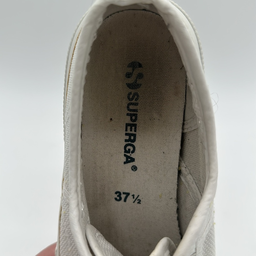 Superga Women's Cotu Classic 2750 White Canvas Sneakers Sz 37.5 US 7 EUC - Picture 15 of 16